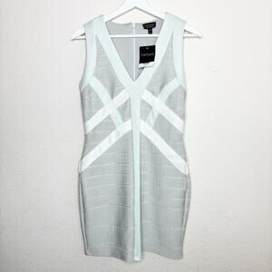 Topshop Bandage Silver White and Mint Dress 8 NWT